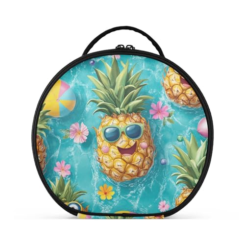 aidingzhi Lustige Ananas-Sommer-Kulturbeutel, Reisegröße, Zubehör, wasserdichte Make-up-Tasche für Damen, mit verstellbaren Trennwänden, 27,9 cm von aidingzhi