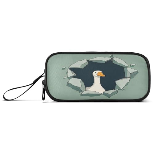 aidingzhi Lustiges Cartoon-Wand-Ente graues Nylon-Federmäppchen, große Kapazität, Netz-Stiftetui, Schule, Schreibwaren für Mittelschule, adrett von aidingzhi