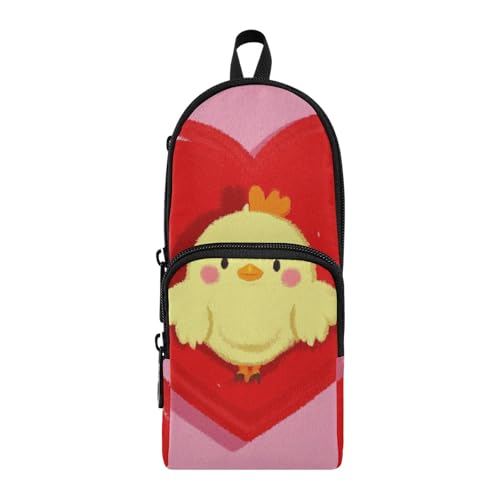 aidingzhi Lustiges Federmäppchen mit Cartoon-Herz und Huhn, Nylon, 3 Fächer, Mehrzweck- und ästhetisches Federmäppchen, Schreibwaren-Organizer für die Uni aidingzhi Lustiges Federmäppchen mit Cartoon-Herz und Huhn, Nylon, 3 Fächer, Mehrzweck- und ästhetisches Federmäppchen, Schreibwaren-Organizer für die Uni von aidingzhi