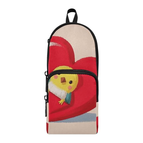 aidingzhi Lustiges Federmäppchen mit Cartoon-Herz und Küken, Nylon, 3 Fächer, Mehrzweck- und ästhetischer Reißverschluss, Federmäppchen, Schreibwaren-Organizer für Grundschule aidingzhi Lustiges Federmäppchen mit Cartoon-Herz und Küken, Nylon, 3 Fächer, Mehrzweck- und ästhetischer Reißverschluss, Federmäppchen, Schreibwaren-Organizer für Grundschule von aidingzhi