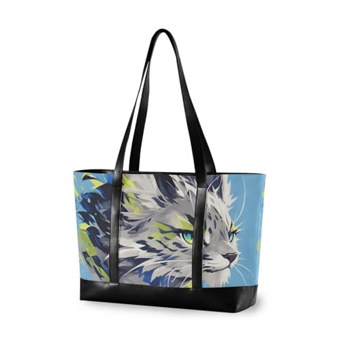 aidingzhi Lynx Mintgrün Coole trendige Tragetasche für Damen 42 mit Reißverschluss, Tragetasche für die Arbeit für Pendler mit von aidingzhi