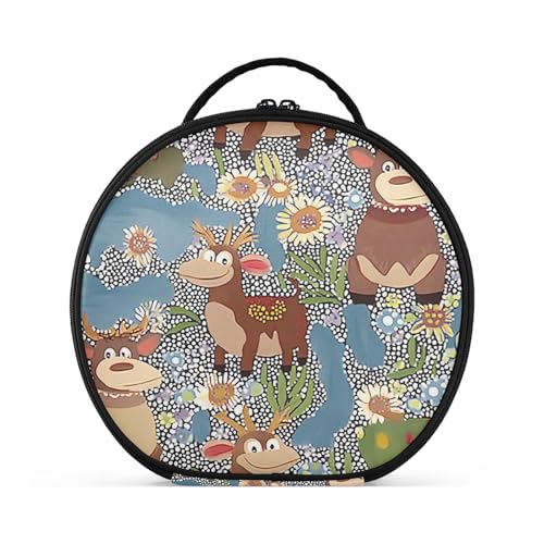 aidingzhi Make-up-Tasche im Retro-Stil, rustikale Kühe, Reisegröße, Zubehör, stilvolle Reisetasche für Damen, mit verstellbaren Trennwänden, 27,9 cm von aidingzhi