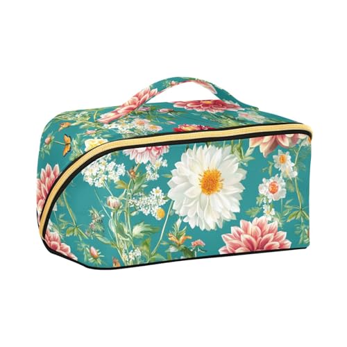 aidingzhi Make-up-Tasche mit Trennwänden, Reißverschluss, Kosmetiktasche für Damen, mit Fächern und Griff, lebendige Farben, Blaugrün aidingzhi Make-up-Tasche mit Trennwänden, Reißverschluss, Kosmetiktasche für Damen, mit Fächern und Griff, lebendige Farben, Blaugrün von aidingzhi