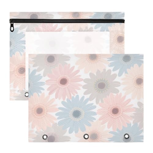 aidingzhi Mehrzweck-Aufbewahrungstasche für A4-Papier, Briefe, 2 Stück, Lehrer, College, grau-rosa Gänseblümchen von aidingzhi