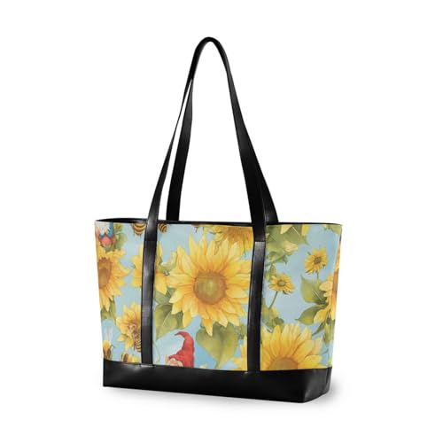 aidingzhi Minimalistische Sommer-Sonnenblumen-Blumenmuster, einfache Tragetasche mit Fächern mit Reißverschluss, Arbeitstasche für Reisen mit von aidingzhi