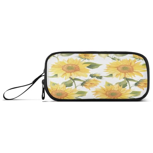 aidingzhi Minimalistisches Federmäppchen aus Nylon, mit Sonnenblumen-Motiv, hohe Kapazität, Reißverschluss, für Schule, Schreibwaren für Büro, Studenten von aidingzhi