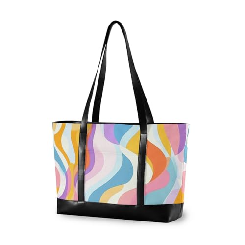 aidingzhi Moderne, abstrakte, farbenfrohe Kunst-Tragetasche für Damen mit Reißverschluss, Damen-Tragetasche für Frauen, Arbeit mit Windeln von aidingzhi