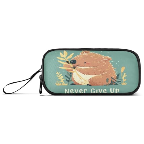 aidingzhi Never Give Up Bear Nylon-Federmäppchen mit großer Kapazität, Federmäppchen für Teenager, Schreibwaren für elementare Jungen von aidingzhi