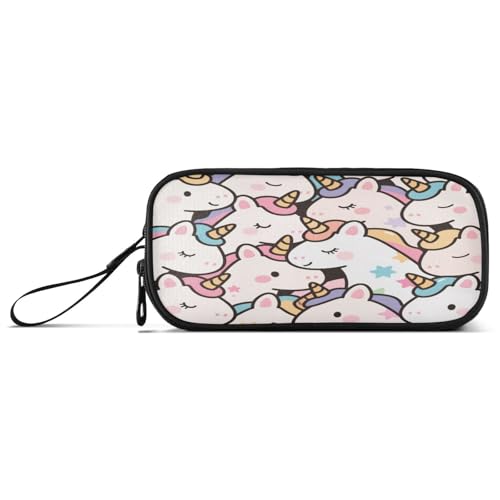 aidingzhi Niedliche Cartoon-Stern-Einhörner, Nylon-Federmäppchen mit hoher Kapazität, Federmäppchen für Mädchen, Schreibwaren für Frauen in der Mittelschule von aidingzhi