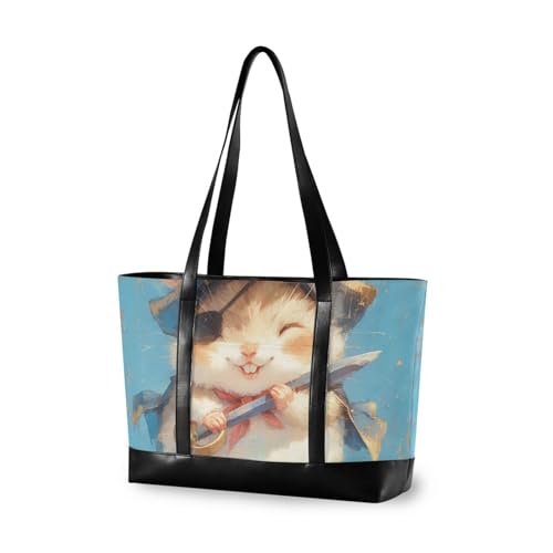 aidingzhi Niedliche Hamster-Piraten-Retro-Tragetasche für Damen, mit Reißverschluss, Arbeitstasche für Reisen, Pool, Schwimmen, Strand, Urlaub, Notwendigkeiten mit Tablet aidingzhi Niedliche Hamster-Piraten-Retro-Tragetasche für Damen, mit Reißverschluss, Arbeitstasche für Reisen, Pool, Schwimmen, Strand, Urlaub, Notwendigkeiten mit Tablet von aidingzhi