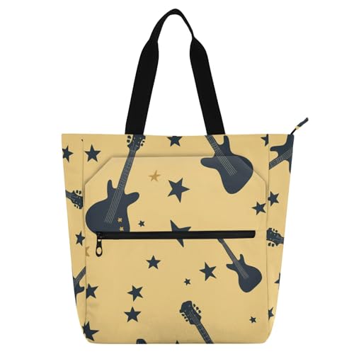 aidingzhi Niedliche Kinder-Tragetasche für Kinder, Studenten, Erwachsene, einfache Gitarren, Sterne, wasserdichte Tragetasche, wiederverwendbare Einkaufstasche mit Reißverschluss für Schule, Einkaufen aidingzhi Niedliche Kinder-Tragetasche für Kinder, Studenten, Erwachsene, einfache Gitarren, Sterne, wasserdichte Tragetasche, wiederverwendbare Einkaufstasche mit Reißverschluss für Schule, Einkaufen von aidingzhi