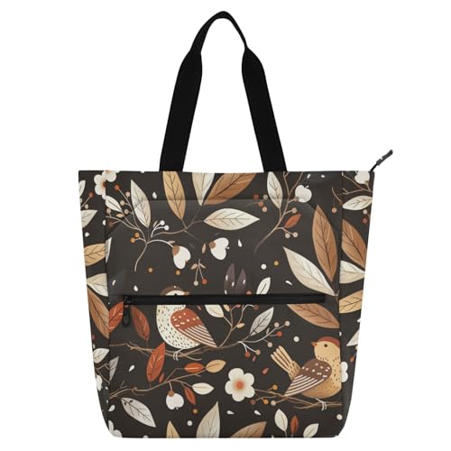 aidingzhi Niedliche Kinder-Tragetasche für Kinder und Erwachsene, Vögel, große Bibliotheksbuch-Tragetasche, Schultertasche mit Taschen für Schule, Arbeit, Reisen, Regenbogen von aidingzhi