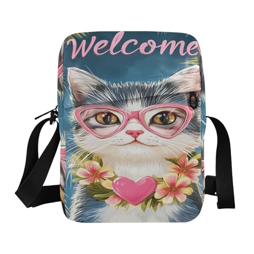 aidingzhi Niedliche Umhängetasche für Herren, Motiv: Katze, Sommer, Croos, Body-Ports, verstellbarer Riemen, für Freizeit, Business von aidingzhi
