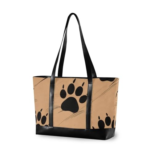 aidingzhi Niedliche schwarze Tasche mit Pfotenabdrücken für Damen, mit Reißverschluss-Tasche für Damen, Arbeit, für Reisen, Pool, Schwimmen, Strand, Urlaub von aidingzhi