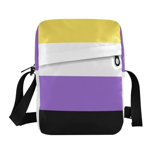 aidingzhi Nonbinary Pride Flag Nb Nonbinary Pride Lgbt Herren Messenger Bag Crossbody Bag Lady Shoulder Handtaschen Verstellbarer Riemen für Geschäftsreisen von aidingzhi