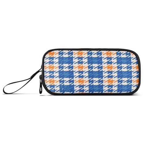 aidingzhi Nylon-Federmäppchen mit Hahnentrittmuster, großes Fassungsvermögen, für Schule, Schreibwaren für Grundkrankenschwestern, Orange von aidingzhi