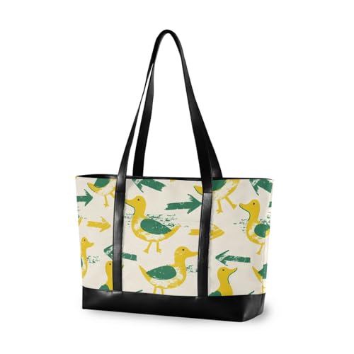 aidingzhi Oliver Jeffers Style Duck Arrow Buttergelb Smaragd Große Kapazität Tasche für Damen 35,6 cm mit Reißverschluss Reisetasche für Damen von aidingzhi