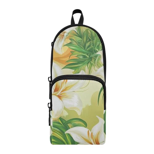 aidingzhi Osterlilie Frohe Ostern Nylon 3 Fächer Federmäppchen für Kinder Große Kapazität Kunst Federmäppchen Schule Schreibwaren für Grundschule von aidingzhi