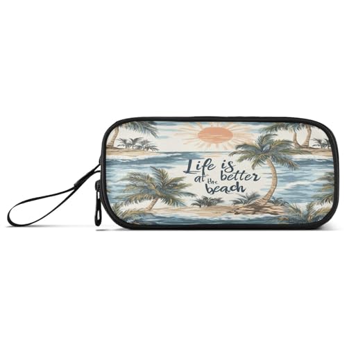 aidingzhi Palm Tree Life Is Better Nylon-Federmäppchen, großes Fassungsvermögen, Kunst-Federmäppchen, Schreibwaren-Organizer für adrette Schule und Erwachsene aidingzhi Palm Tree Life Is Better Nylon-Federmäppchen, großes Fassungsvermögen, Kunst-Federmäppchen, Schreibwaren-Organizer für adrette Schule und Erwachsene von aidingzhi