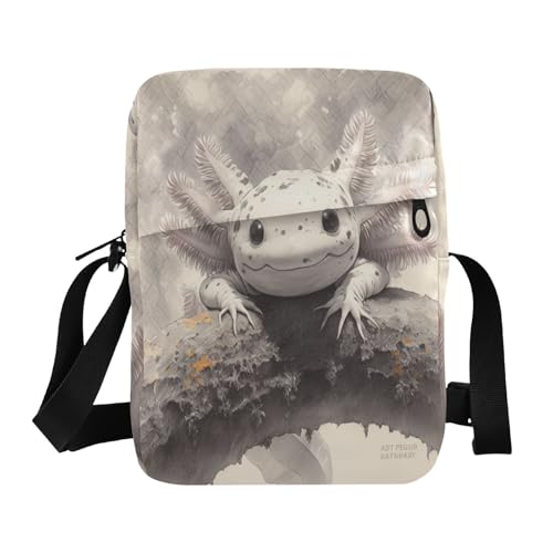 aidingzhi Peach Axolotl süße Retro-Kuriertasche für Damen, Damen, Geldbörsen, verstellbarer Riemen, für Freizeit, Freizeit von aidingzhi
