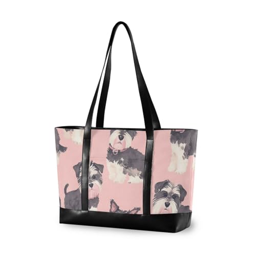 aidingzhi Pfirsichfarbene süße Hunde-Arbeitstasche für Damen, professionelle Arbeitstasche mit Reißverschluss, Tragetasche für den Flug mit Tablet von aidingzhi