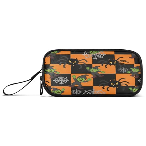 aidingzhi Pixel Monster Halloween Nylon Große Kapazität Federmäppchen Schreibwaren Tasche für Mittelschule Männer von aidingzhi