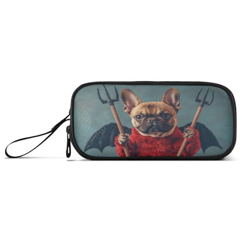aidingzhi Playful Mischievous Bulldog Dämon Nylon Federmäppchen College Große Kapazität Federmäppchen für College Schreibwaren für adrette Schule Teenager Mädchen von aidingzhi