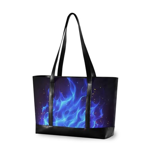 aidingzhi Professionelle Bürotasche für Damen, realistisches blaues Flammenmuster, mit Reißverschluss, Büchertasche für Pendler aidingzhi Professionelle Bürotasche für Damen, realistisches blaues Flammenmuster, mit Reißverschluss, Büchertasche für Pendler von aidingzhi