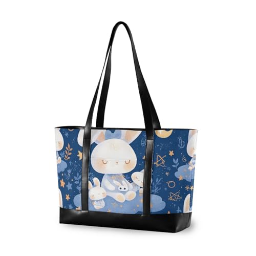 aidingzhi Professionelle Taschen mit süßem blauem Kaninchen, mit Reißverschluss, Tragetasche für Lehrer mit von aidingzhi