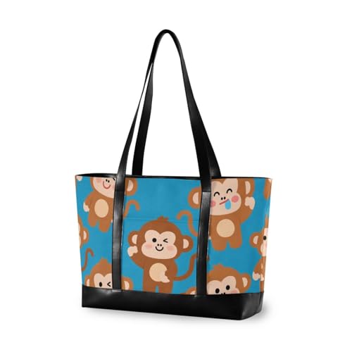aidingzhi Professionelle Tragetasche mit niedlichem braunem Affenmotiv für Damen, 14 Jahre, mit Reißverschluss, Arbeitstasche für Flug mit Mittagessen aidingzhi Professionelle Tragetasche mit niedlichem braunem Affenmotiv für Damen, 14 Jahre, mit Reißverschluss, Arbeitstasche für Flug mit Mittagessen von aidingzhi