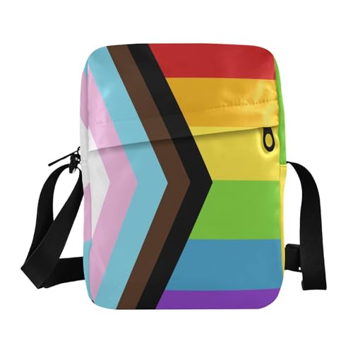aidingzhi Progress Pride Flagge, Kuriertasche für Damen, kleine Umhängetasche, verstellbarer Riemen, für Outdoor-Sport, Outdoor-Sport von aidingzhi
