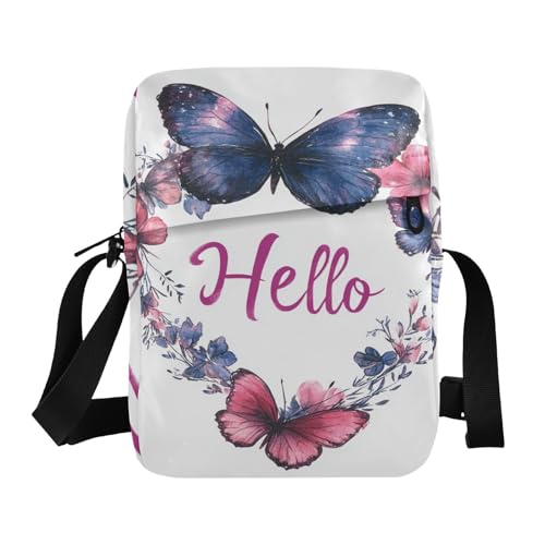 aidingzhi Purple Butterfly Herren-Umhängetasche, Schultertasche, verstellbarer Riemen, für Geschäftseinkäufe von aidingzhi