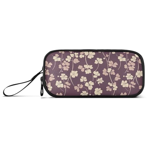aidingzhi Purple Clovers Nylon-Federmäppchen mit Reißverschluss, großes Fassungsvermögen, Schreibwaren-Organizer für College, Teenager, Mädchen von aidingzhi