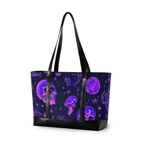 aidingzhi Purple Magic Skull trendige Arbeitstasche für Damen, professionelle Tasche mit Reißverschluss, professionelle Tragetasche für Krankenschwestern, Arbeit mit aidingzhi Purple Magic Skull trendige Arbeitstasche für Damen, professionelle Tasche mit Reißverschluss, professionelle Tragetasche für Krankenschwestern, Arbeit mit von aidingzhi