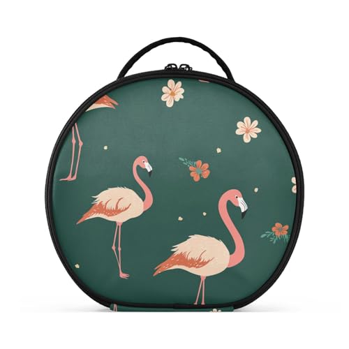 aidingzhi Reisetasche, Motiv: süßer Flamingo, Reisegröße, Zubehör, große Kosmetiktasche für Damen, mit verstellbaren Trennwänden, 27,9 cm, Grün von aidingzhi