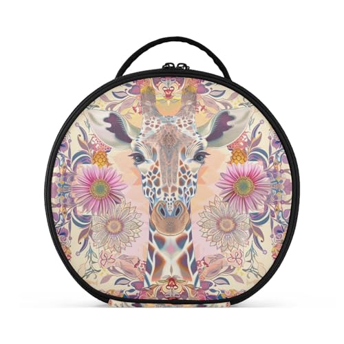 aidingzhi Reisetasche im Boho-Stil, Blumenmuster, Giraffe, vertikal, freistehend, tragbar, Kosmetiktasche für Damen, Reisen, mit verstellbaren Trennwänden, 27,9 cm von aidingzhi