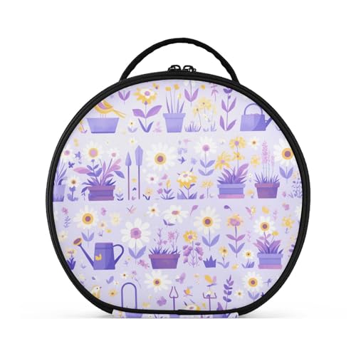 aidingzhi Reisetasche mit frischen Blumen, vertikal, freistehend, tragbar, für Damen, mit verstellbaren Trennwänden, 27,9 cm, Violett von aidingzhi