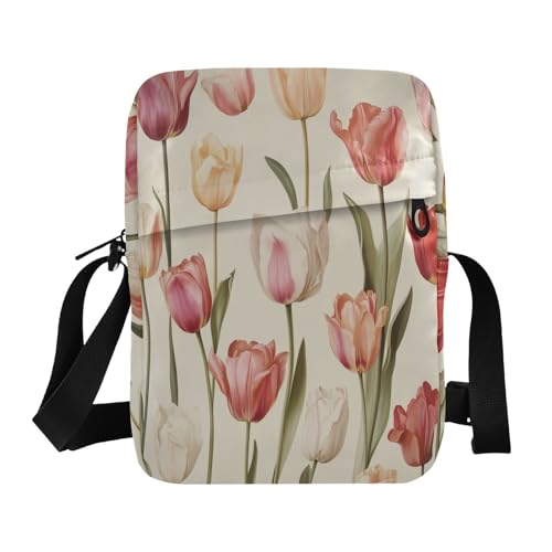 aidingzhi Retro-Blumen-Kuriertasche, Crossbody-Tasche, Umhängetasche, lässig, Geldbörse, verstellbarer Riemen für Arbeit, Arbeit von aidingzhi