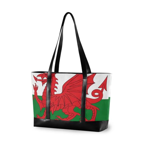 aidingzhi Robuste Computertasche mit Wales-Flagge, walisischer Nationaldrache, Aktentaschen mit Reißverschluss, für Reisen, Pool, Schwimmen, Strand, Urlaub, Notwendigkeiten mit von aidingzhi