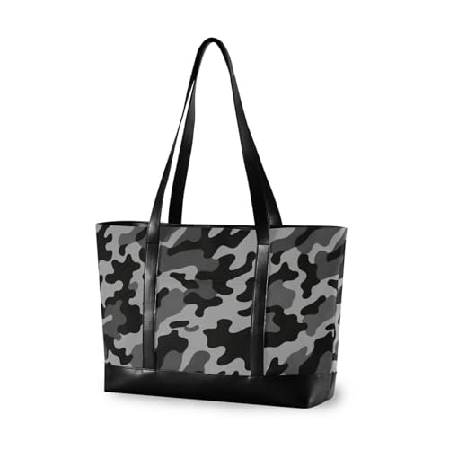 aidingzhi Robuste Laptoptasche mit Reißverschluss, für Herren, mit Windel, Camouflage, Schwarz / Dunkelgrau von aidingzhi