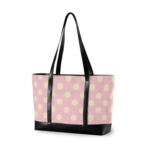 aidingzhi Robuste Tasche für Damen, 35,6 cm, Pfirsichfarben, gepunktet, mit Reißverschluss-Tasche für die Arbeit für Männer mit von aidingzhi