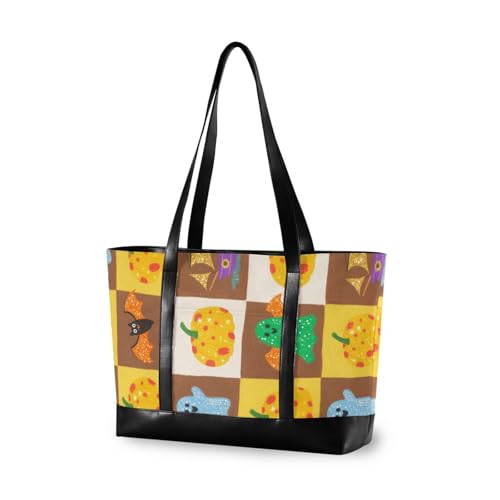 aidingzhi Robuste Tasche für Damen, Schachbrettmuster, mit Reißverschluss, für Lehrer mit Tablet, Orange von aidingzhi