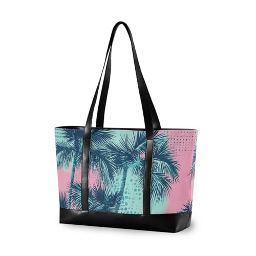 aidingzhi Robuste Tasche für Laptops mit Reißverschluss, Motiv: Oastelpalmen, Retro-Design, für Damen mit Tablet von aidingzhi