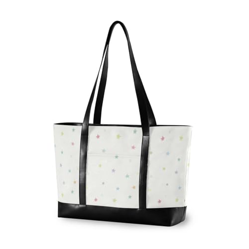 aidingzhi Robuste Tragetasche für Damen mit bunten Sternen und Reißverschluss, Arbeitstasche für Herren aidingzhi Robuste Tragetasche für Damen mit bunten Sternen und Reißverschluss, Arbeitstasche für Herren von aidingzhi