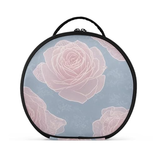 aidingzhi Romantische Kosmetiktasche mit rosa Rosenblüten, vertikal, freistehend, leicht, Kosmetiktasche für Damen, Reisen, mit verstellbaren Trennwänden, 27,9 cm von aidingzhi