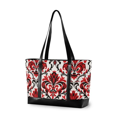 aidingzhi Rote und schwarze Barock-Vintage-Blumen, einfache Arbeitstasche für Damen, mit Reißverschluss, Krankenschwester-Arbeitstasche für Yoga, mit von aidingzhi