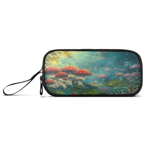 aidingzhi Safari Magic Mushroom Nylon-Federmäppchen, großes Fassungsvermögen, Federmäppchen für College, Schreibwaren, Organizer für High School, Teenager, Mädchen von aidingzhi
