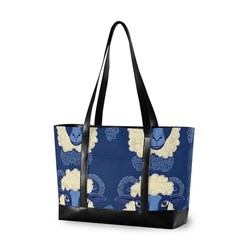 aidingzhi Schlichtes Schafgesicht, tragbare Tasche für Damen, Größe 14, mit Reißverschluss, Arbeitstasche für Mütter mit von aidingzhi