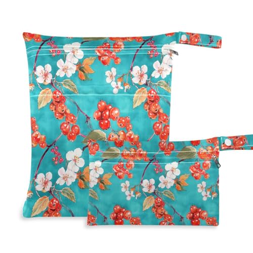 aidingzhi Schmutzfeste Tasche für schmutzige Kleidung, 2er-Pack, Wickeltasche, unverzichtbare Gegenstände mit Griffen für Reisen, Kindertagesstätte (Fresh Highbush Cranberry Fruit Türkis) von aidingzhi
