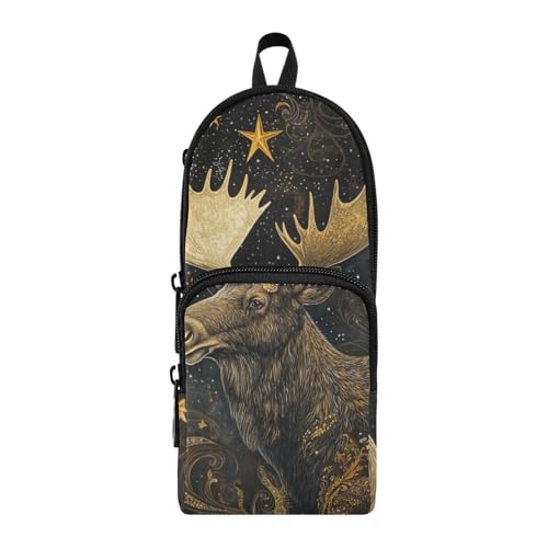 aidingzhi Schönes goldenes Traumhaftes Rentier-Nylon-Federmäppchen mit 3 Fächern, großes Fassungsvermögen, College-Federmäppchen, Schreibwaren-Organizer für Schulbedarf aidingzhi Schönes goldenes Traumhaftes Rentier-Nylon-Federmäppchen mit 3 Fächern, großes Fassungsvermögen, College-Federmäppchen, Schreibwaren-Organizer für Schulbedarf von aidingzhi